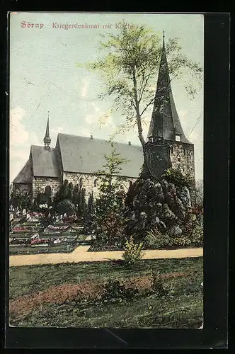 AK Sörup, Kriegerdenkmal mit Kirche