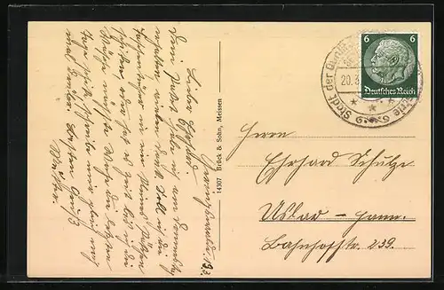 AK Geringswalde i. Sa., Bahnhofstrasse mit Kirche