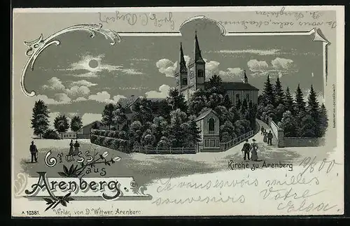 Mondschein-Lithographie Arenberg, Weg zur Kirche