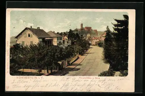 AK Königstein i. T., Hauptstrasse und Burg