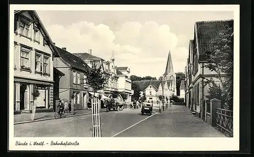 AK Bünde i. Westf., Blick auf die Bahnhofstrasse