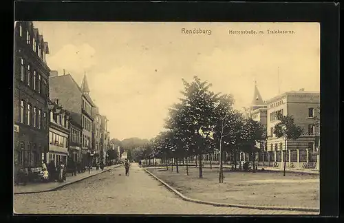 AK Rendsburg, Herrenstrasse m. Trainkaserne
