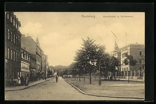AK Rendsburg, Herrenstrasse m. Trainkaserne