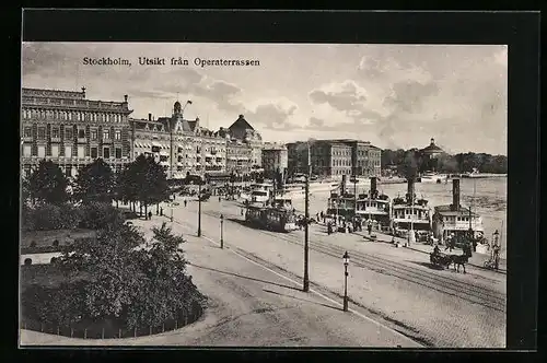 AK Stockholm, Utsikt fran Operaterrassen, Strassenbahn