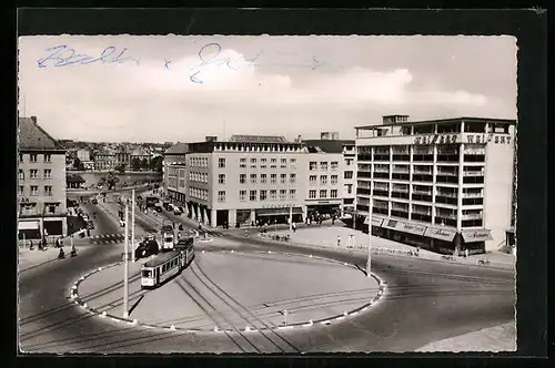 AK Kiel, Berliner Platz mit Strassenbahnen