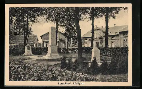 AK Bornhöved, Adolfplatz mit Denkmal