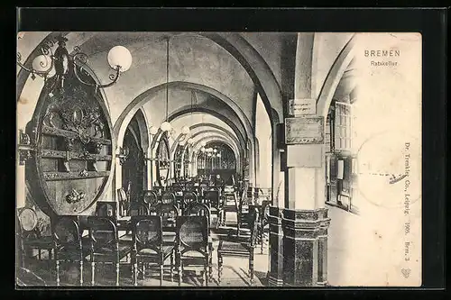 AK Bremen, Gasthaus Ratskeller, Innenansicht