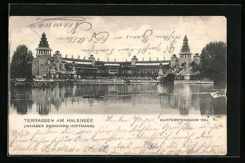 AK Berlin-Halensee, Restaurant Terrassen am Halensee, Kurfürstendamm 124a