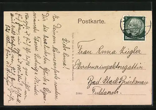 AK Kitzingen, Markt-Strasse mit Rathaus