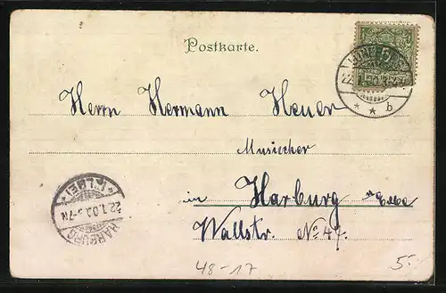 Lithographie Herren und Dame mit Monokel