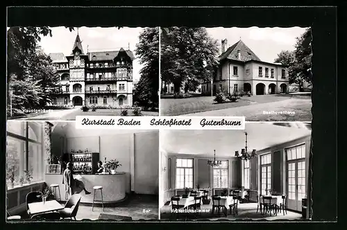 AK Baden, Schlosshotel Gutenbrunn, Mehrfachansichten