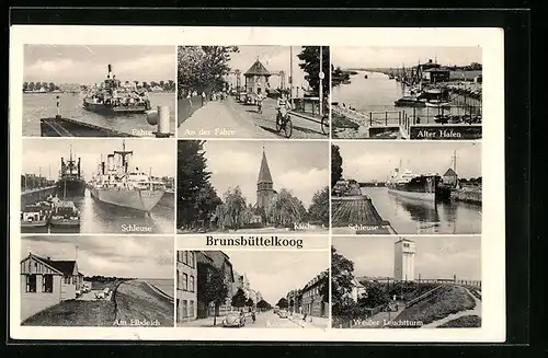 AK Brunsbüttelkoog, Fähre, Schleuse, Am Elbdeich