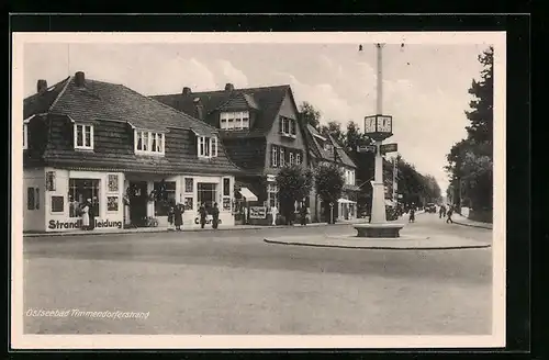 AK Timmendorferstrand, Strassenpartie mit Gemischtwarenhandlung