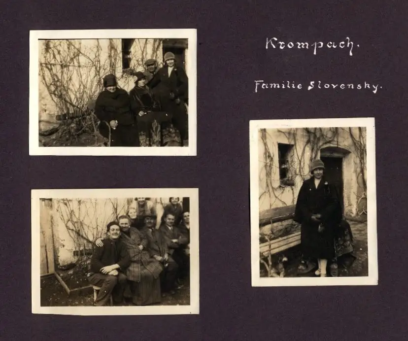 Fotoalbum mit 87 Fotografien, Grenzlandfahrt 1927, Wandervögel, Studenten, Deutschproben, Zigeuner, Tracht, Leutschau 39