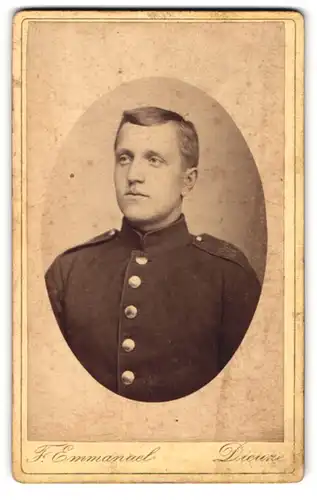 Fotografie F. Emmanuel, Dieuze, Soldat in Uniform IR 136