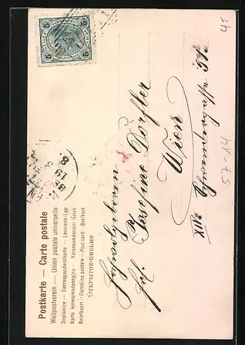 AK Veilchen mit Blättern im Korb