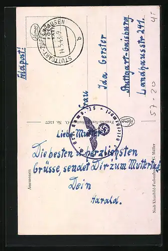 AK Rosafarbene und rote Mohnblume