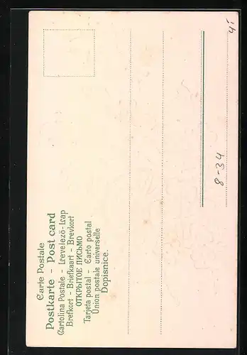 Präge-AK Veilchen, duftig Wiesenkind..., Spinnrad