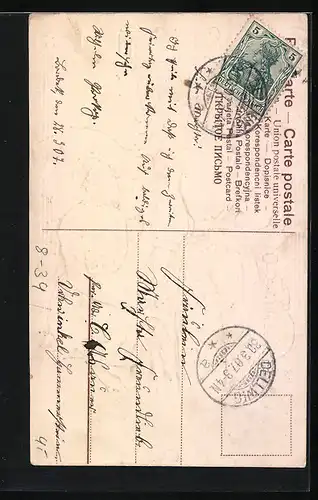 Präge-AK Spinn, spinn!..., Alte und junge Frau am Spinnrad