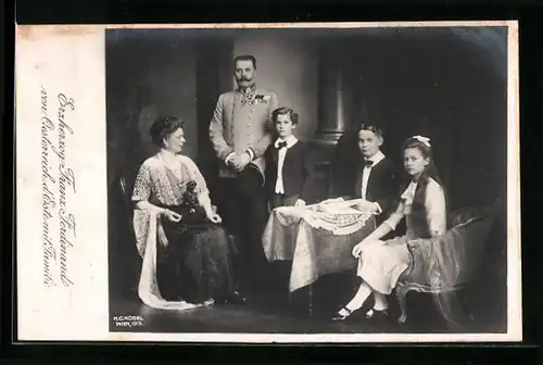 AK Erzherzog Franz Ferdinand von Österreich d`Este mit Familie