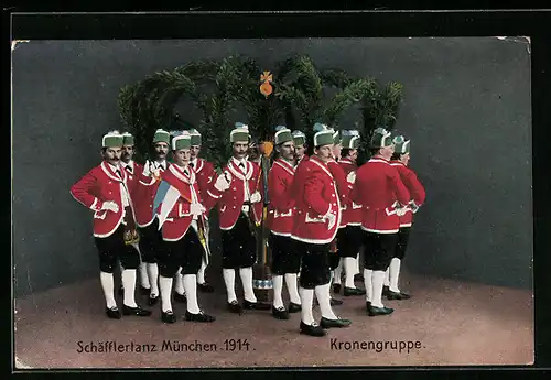AK Kronengruppe, Schäfflertanz München 1914
