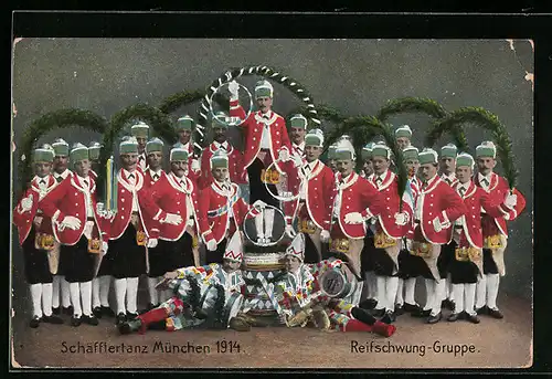 AK Reifschwung-Gruppe, Schäfflertanz München 1914