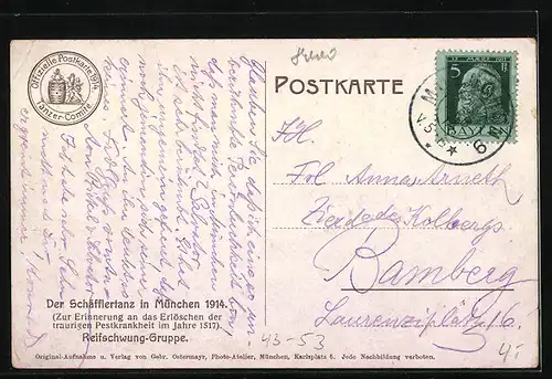 AK Reifschwung-Gruppe, Schäfflertanz München 1914