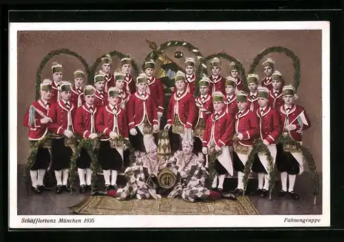 AK Fahnengruppe, Schäfflertanz München 1935