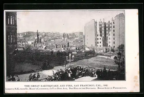AK San Francisco, Cal., The great Earthquake and Fire 1906, Looking N. E. from St. Mary`s Cathedral on Van Ness Ave