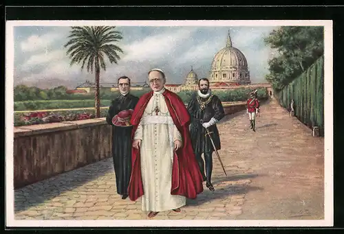 AK Papst Pius XI., Sua Santita nei Giardini Vaticani