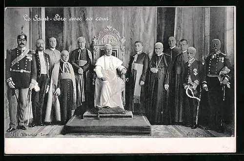 AK Papst Pius X., Le Saint-Pere avec sa cour