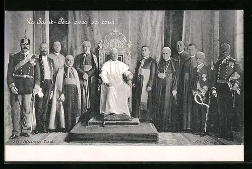 AK Le Saint-Pere avex sa cour, Papst Pius X.
