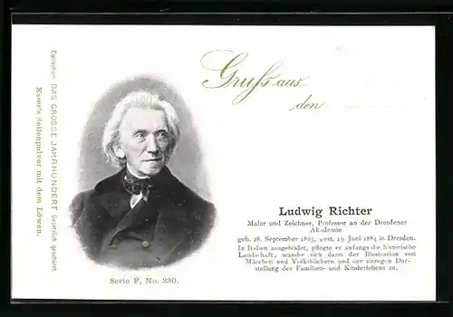 Künstler-AK Ludwig Richter: Maler und Zeichner, Professor an der Dresdener Akademie