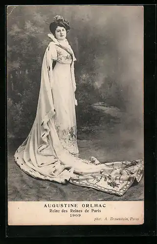 AK Auguste Orlhac, Reine des Reines de Paris, Schönheitskönigin 1909