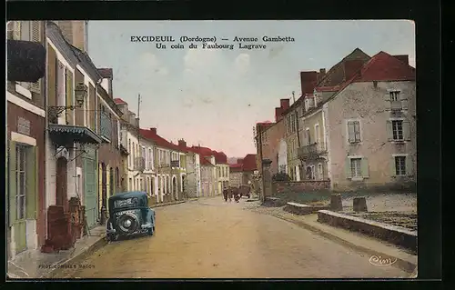 AK Excideuil, Avenue Gambetta, Un coin du Faubourg Lagrave