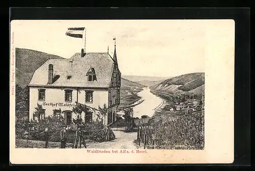 AK Alf /Mosel, Gasthof Waldfrieden mit Moselblick