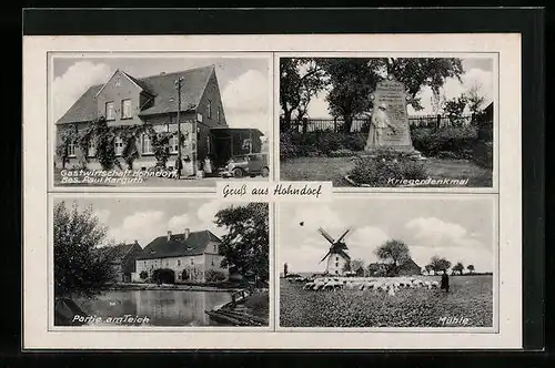 AK Hohndorf, Mühle, Teichpartie, Gasthaus Hohndorf Paul Karguth