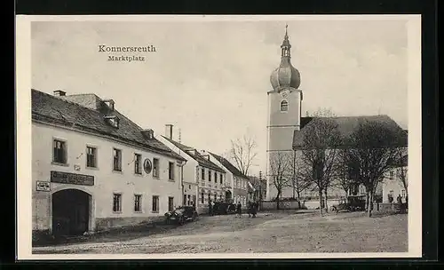 AK Konnersreuth, Marktplatz mit Kirche und Gasthof zum weissen Ross