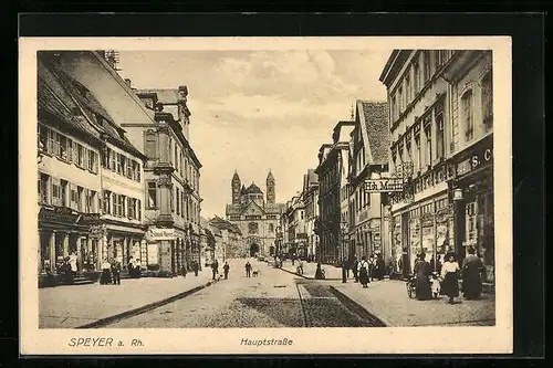 AK Speyer a. Rh., Blick auf die Hauptstrasse