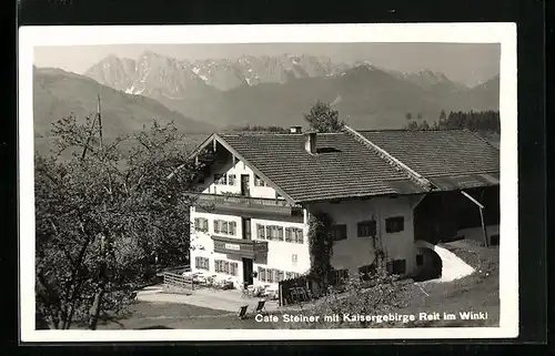AK Reit im Winkl, Cafe Steiner mit Kaisergebirge