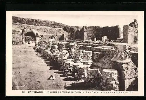 AK Carthage, Ruines du Theatre Romain, Les Chapiteaux et la Scene