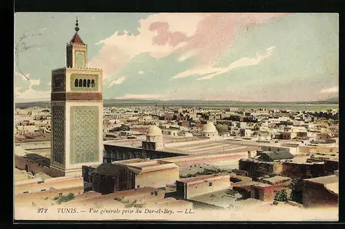 AK Tunis, Vue generale prise du Dar-el-Bey