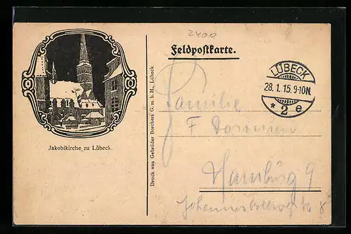 AK Lübeck, Blick zur Jakobikirche