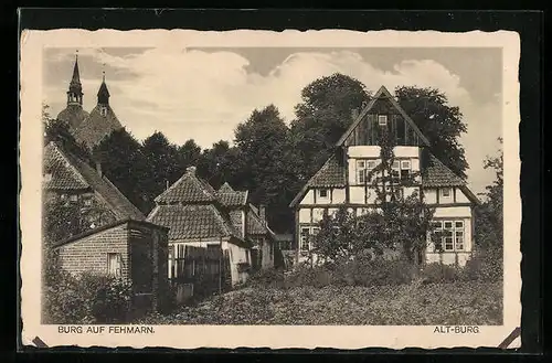 AK Burg auf Fehmarn, Ortspartie mit Fachwerkhaus