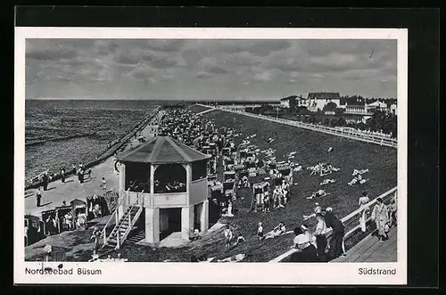 AK Büsum, Südstrand mit Badegästen
