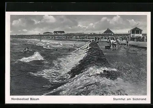 AK Büsum, Sturmflut am Südstrand