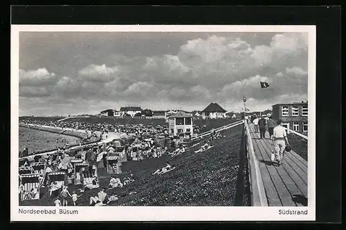 AK Büsum, Südstrand mit Badegästen