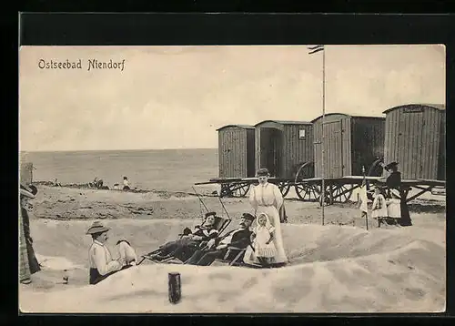 AK Niendorf, Strandpartie mit Gästen