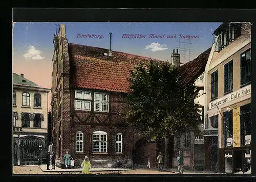 AK Rendsburg, Altstädter Markt und Rathaus