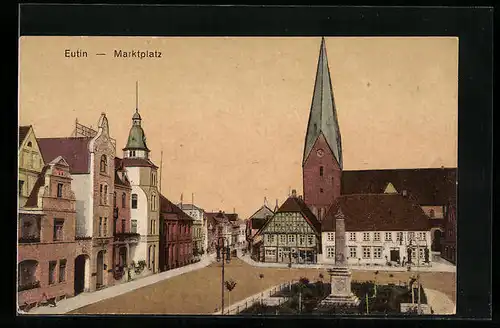 AK Eutin, Marktplatz mit Kirche